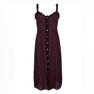 Realisation Par Black Midi Dress with Red Polka Dots